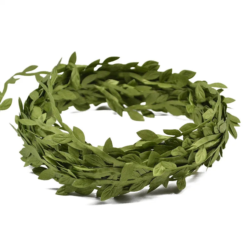 10 Meter Silk Leaf-Shaped Handmake Artificial green Leaves For Wedding Decoration DIY Wreath Gift Scrapbooking Craft Fake Flower ACOM Electronics