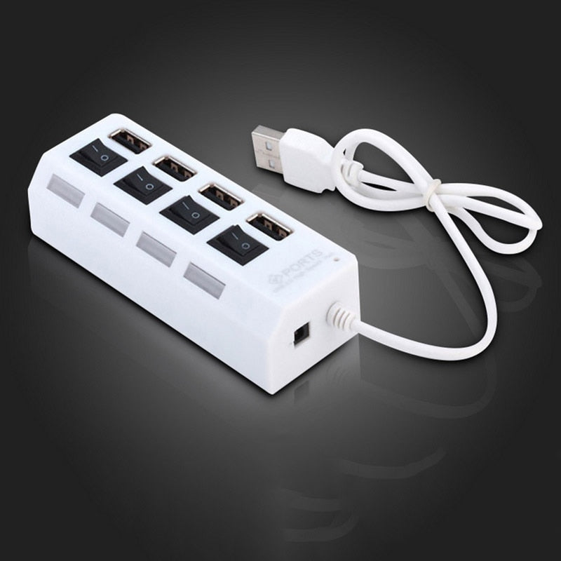 High Speed 4/7 Ports USB HUB 2.0 Adapter Expander Multi USB Splitter Multiple Extender with LED Lamp Switch for PC Laptop ACOM Electronics