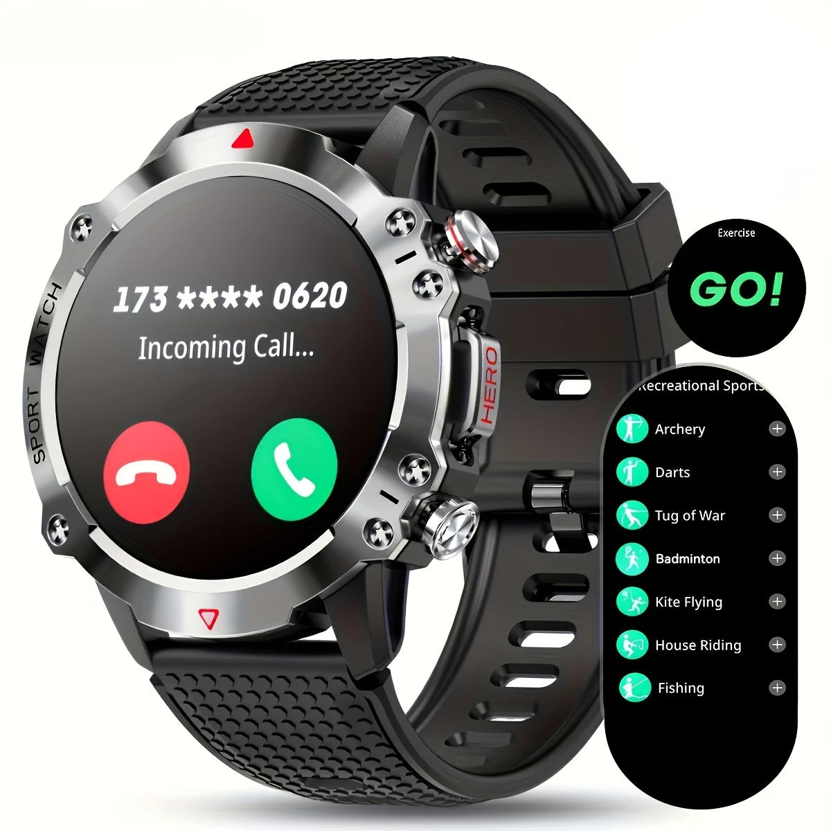 Smart Watch Wireless Calling 3.53cm Round Screen and Multiple Sports Modes - For iOS and Android 450mAh Battery Smart Watch ACOM Electronics