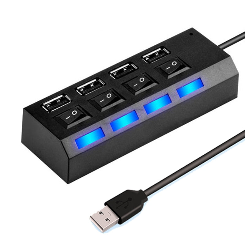 High Speed 4/7 Ports USB HUB 2.0 Adapter Expander Multi USB Splitter Multiple Extender with LED Lamp Switch for PC Laptop ACOM Electronics