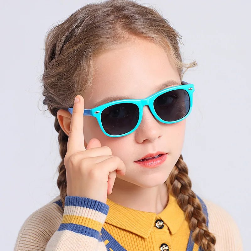 Lunettes de soleil vintage carrées pour enfants, flexibles et sécuritaires - Mode garçons filles, protection UV400 ACOM Electronics