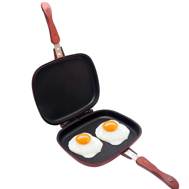 28CM Double-Sided Frying Pan Non-Stick Portable BBQ Grill Pan Flip Barbecue Cooking Tool Cookware Stove Cast Grill Cooker ACOM Electronics