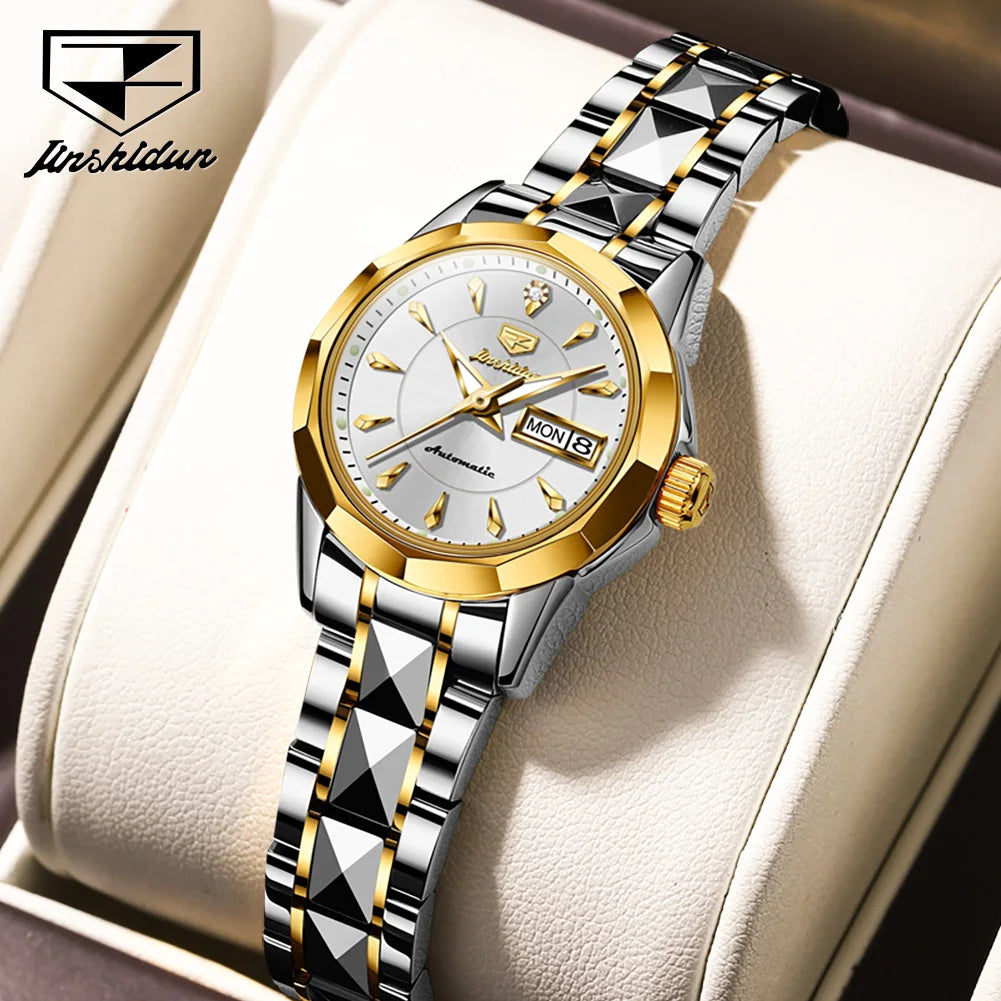 JSDUN Elegant Ladies' Watches Sapphire Crystal Mirror Faced Tungsten steel Strap Japan Movement Diamond Luxury Women's Watches ACOM Electronics