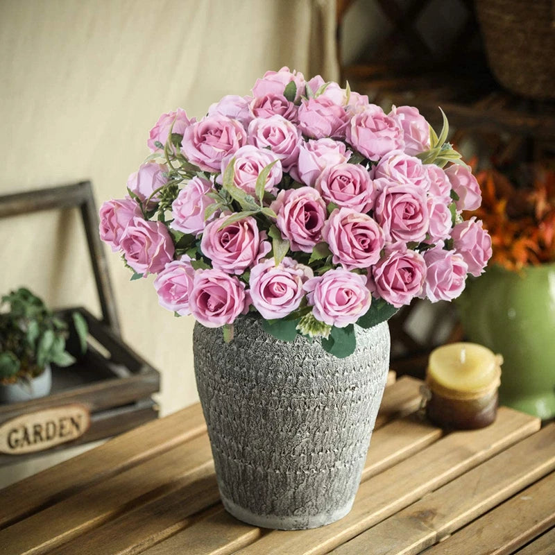 10 Heads Artificial Flowers Scrapbooking Silk Roses Christmas Wedding Party Bouquet Household Products Vases for Home Decoration ACOM Electronics