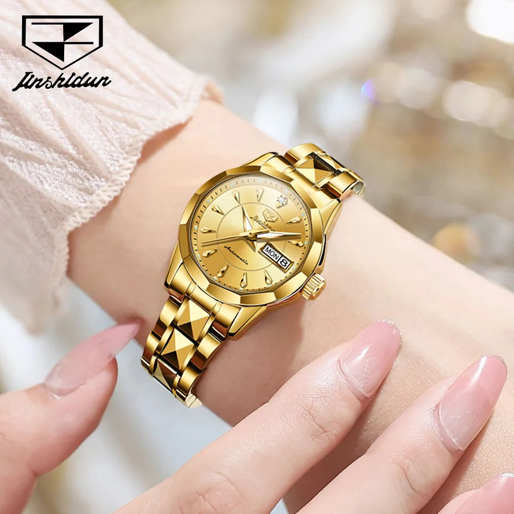 JSDUN Elegant Ladies' Watches Sapphire Crystal Mirror Faced Tungsten steel Strap Japan Movement Diamond Luxury Women's Watches ACOM Electronics