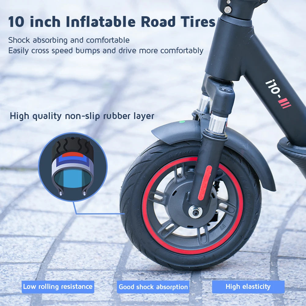 iScooter i10 Electric Scooter 650W Powerful Kick Scooter 15Ah 45km Range 40KM/H 10inch Foldable Electric eScooter with APP ACOM Electronics