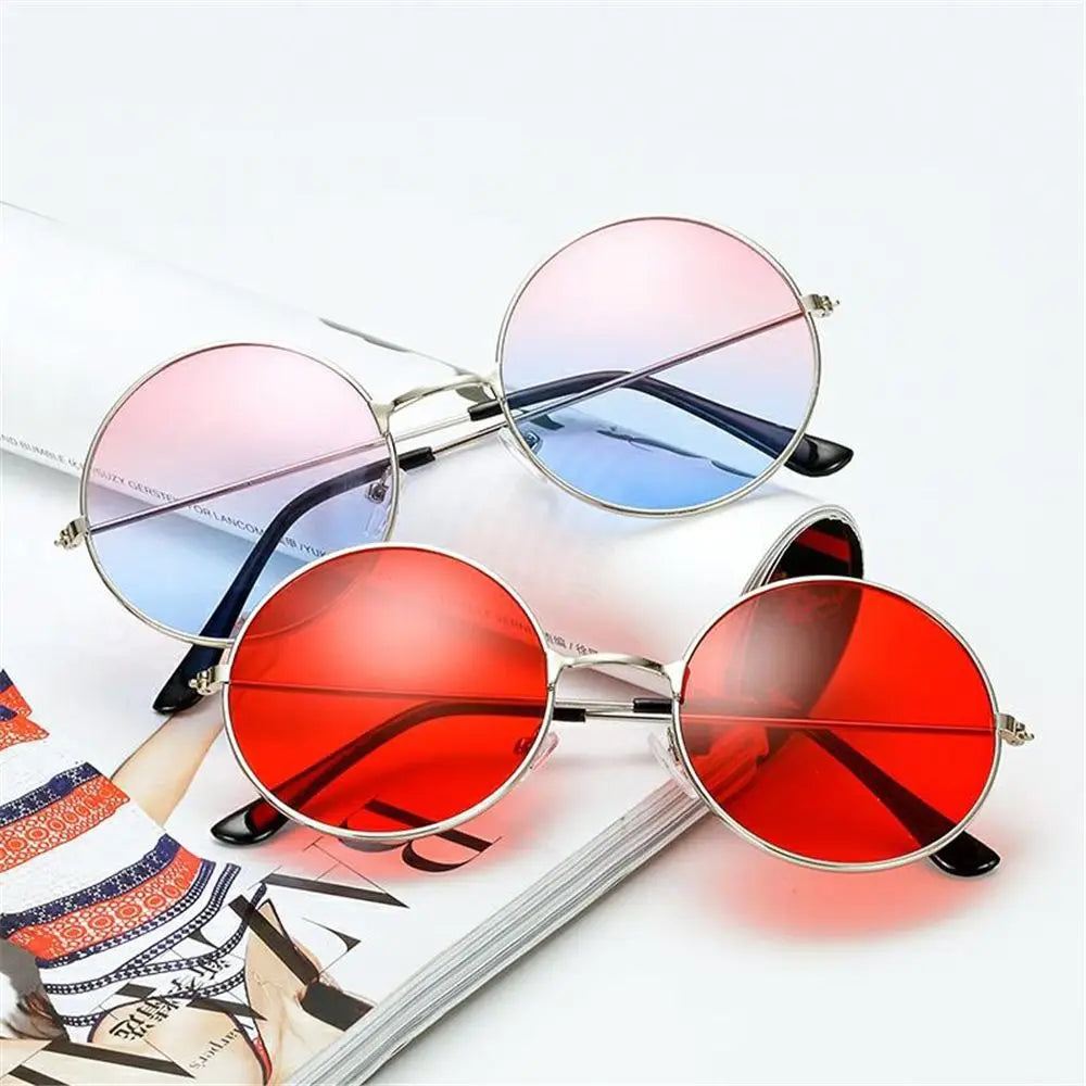 Lunettes de Soleil Rondes Fashion Disco Couleurs Hippie Femmes Hommes - Cercle en Métal Rétro Protection UV400 ACOM Electronics