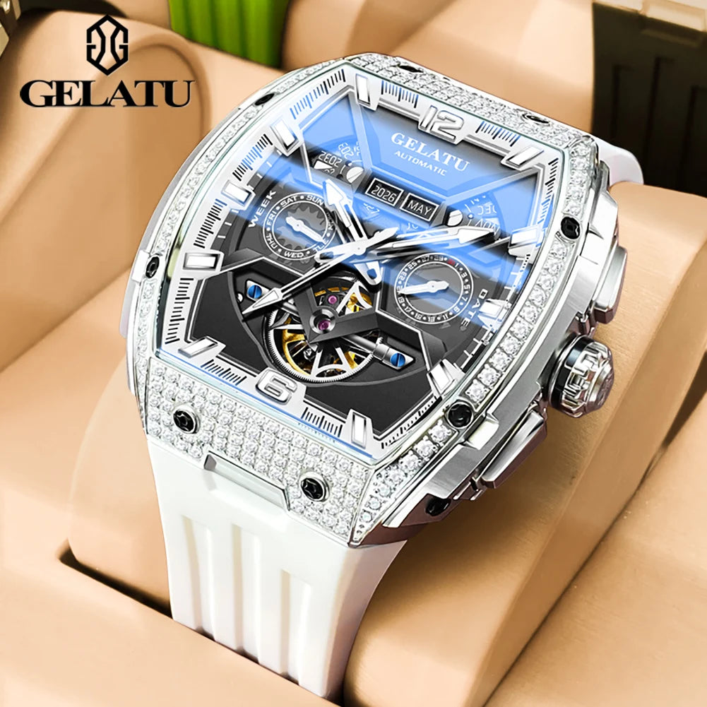 Reloj Hombre GELATU Luxury Top Brand Multifunction Tourbillon Men's Watch High Quality Automatic Mechanical Watch Sapphire ACOM Electronics