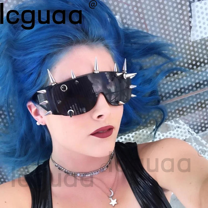 Lunettes de Soleil Punk Métalliques Futuristes Rock Bar pour Femmes et Hommes ACOM Electronics