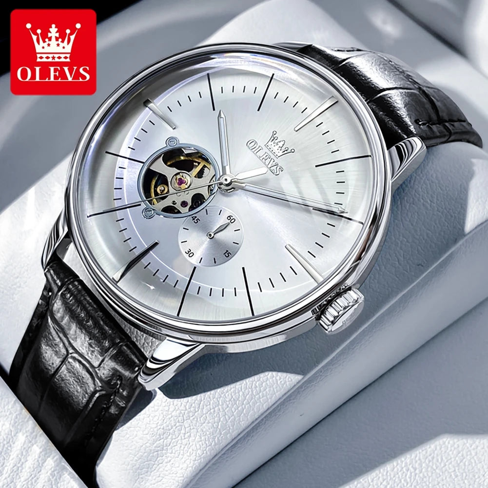 OLEVS Top Original Mechanical Watches for Men Luxury Hollow Out Chronograph Waterproof Man Watch New Automatic Men's Wristwatch ACOM Electronics