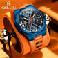 GELATU Mechanical Watch for Men Skeleton Automatic Wrist Watch Luminous 5ATM Waterproof Blue Steel Case Reloj Hombre ACOM Electronics