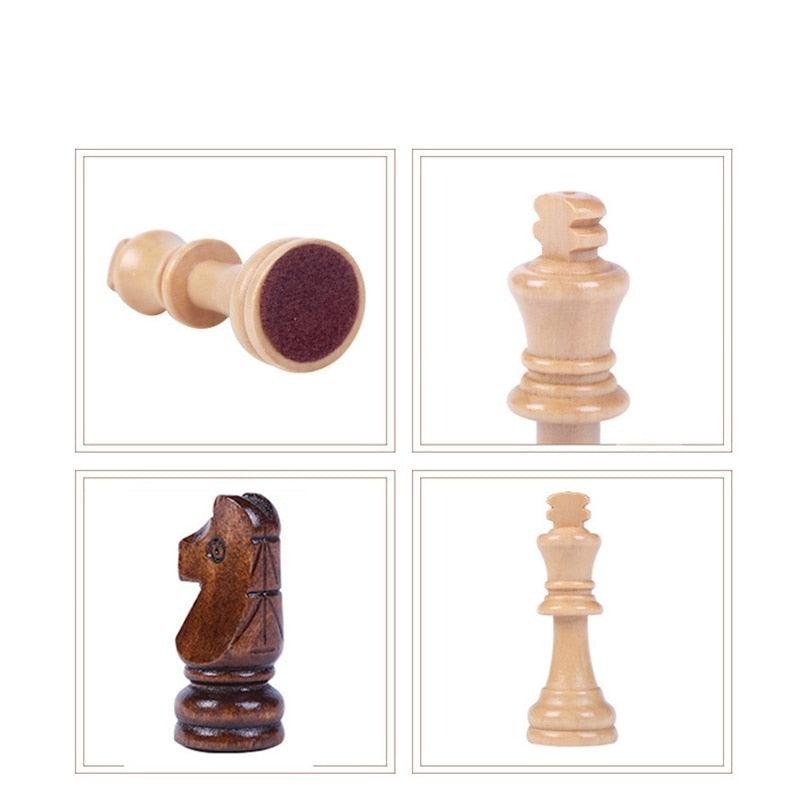 Wooden Chess Set Table Game High Grade 4 Queen Chess Game King Height 80 mm Chess Pieces 39*39 cm Mahogany Chessboard - ACOM Electronics