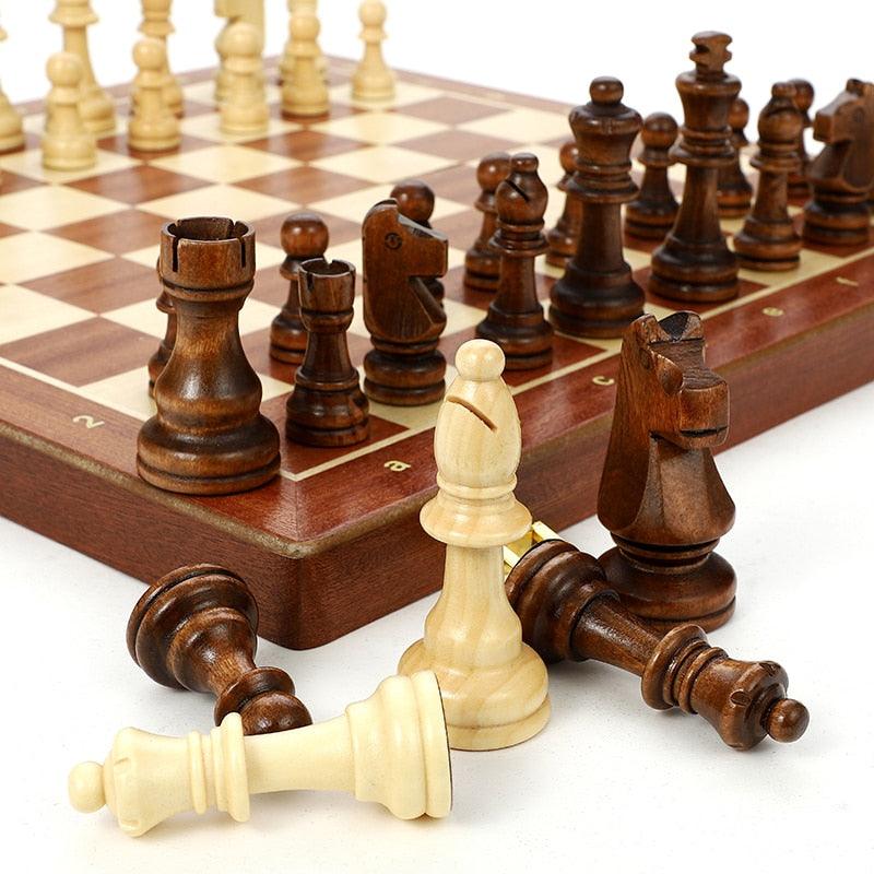 Wooden Chess Set Table Game High Grade 4 Queen Chess Game King Height 80 mm Chess Pieces 39*39 cm Mahogany Chessboard - ACOM Electronics