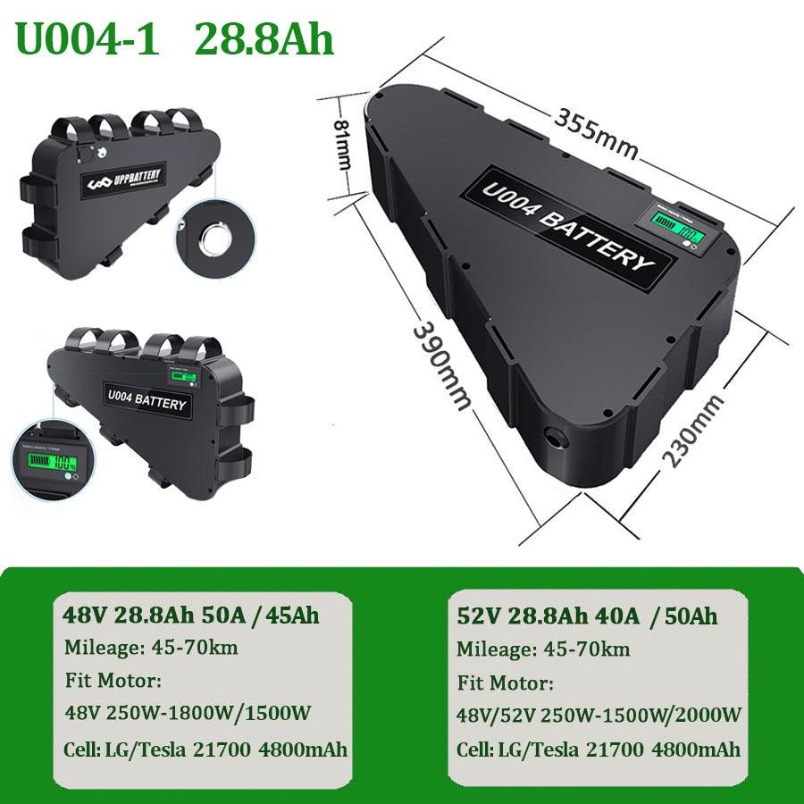 LG Tesla EBike Battery 21700 18650 Triangle Bateria Pack 36V 48V 52V 20Ah 24Ah 28.8Ah  for 750W 500W 1000W 2000W Motor - ACOM Electronics